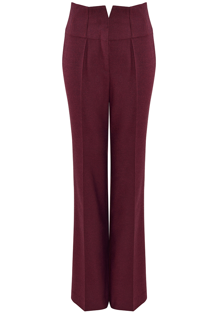 Bordowy żakiet z baskinką w drobną jodełkę pol_pl_Bordowe-spodnie-z-wysokim-stanem-w-drobna-jodelke-9449_2