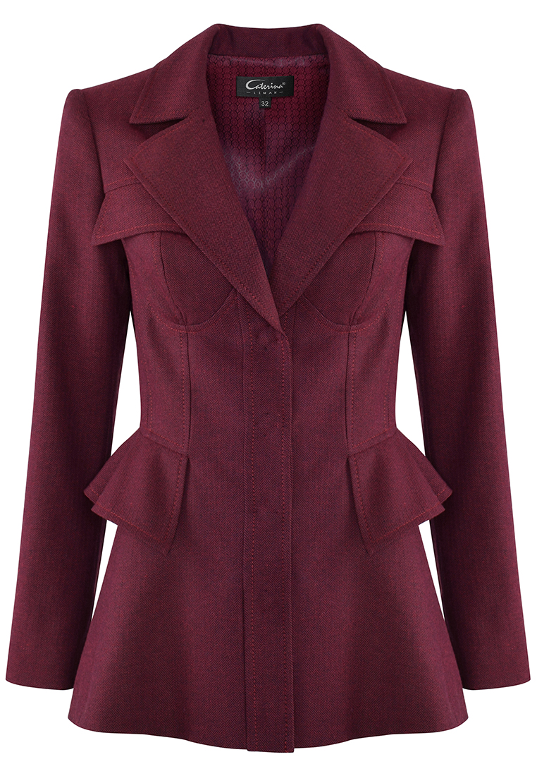 Bordowe spodnie z wysokim stanem w drobną jodełkę pol_pl_Bordowy-zakiet-z-baskinka-w-drobna-jodelke-9448_4