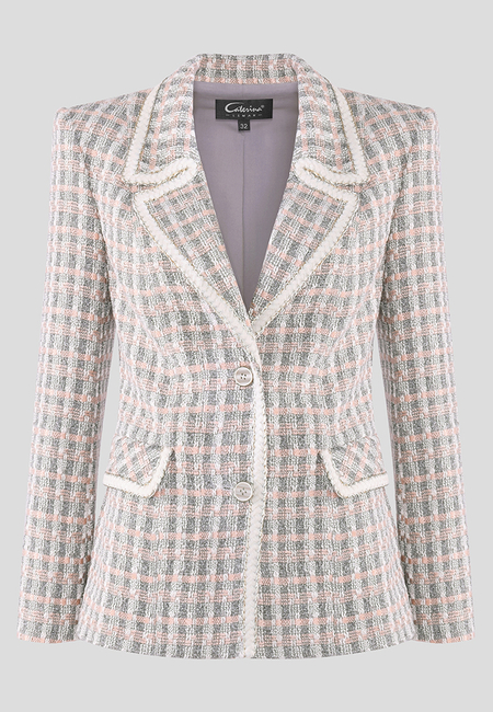 Żakiet w kratę o klasycznej formie