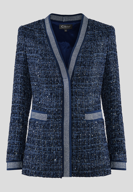 Żakiet z tkaniny chanel ze ściągaczami