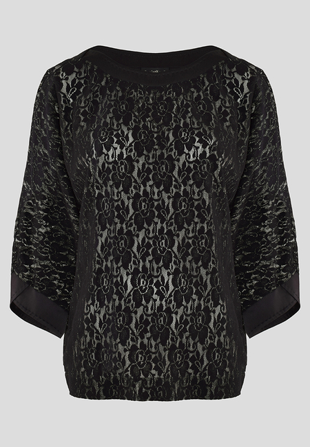 Czarna bluzka z rękawem typu nietoperz