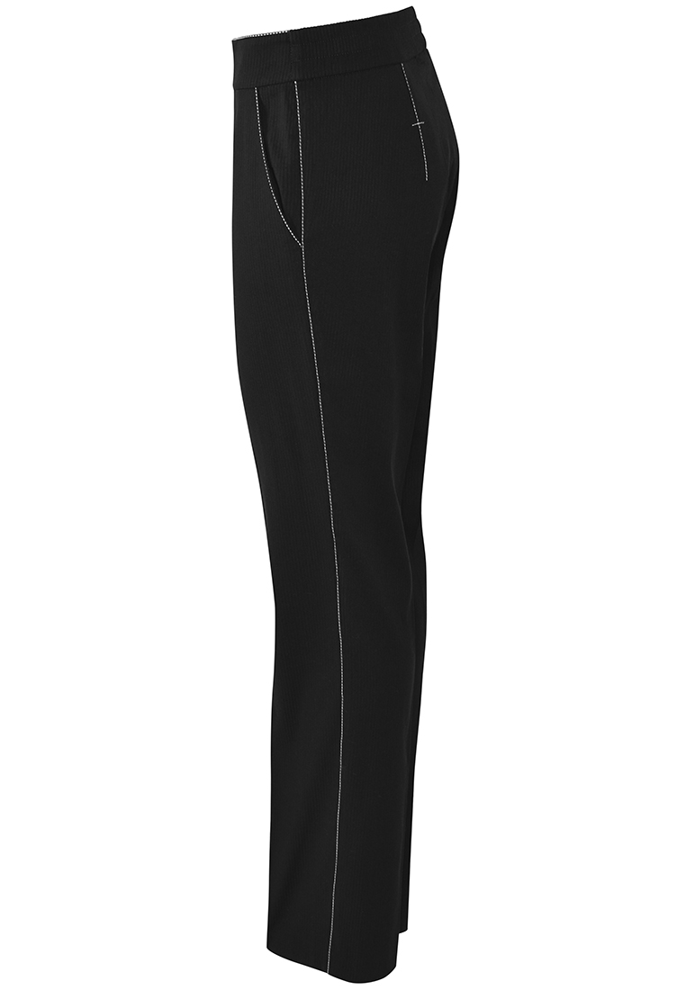 Czarne spodnie z kontrastowymi przeszyciami