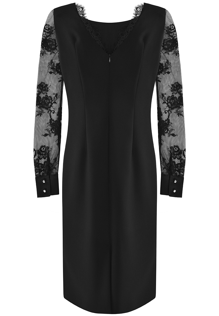 Czarna sukienka z koronkowymi rękawami