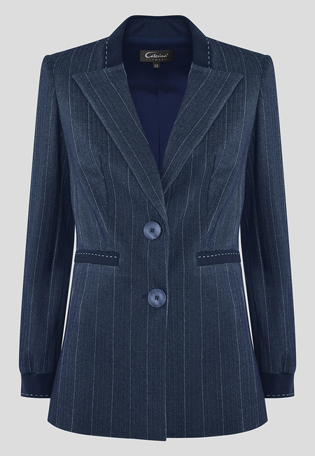 Granatowy żakiet w prążek