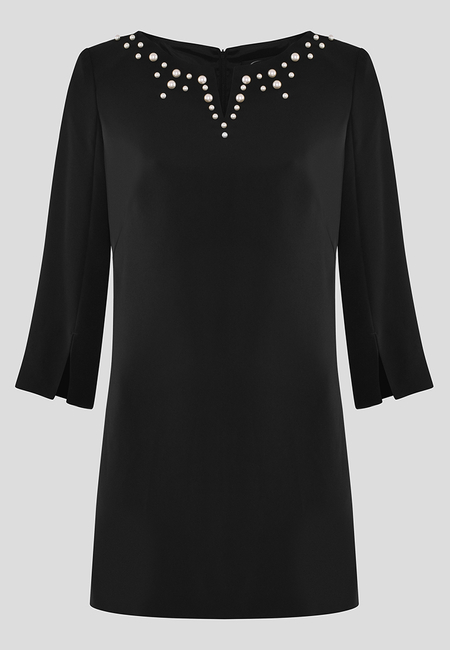 Czarna tunika z perłami