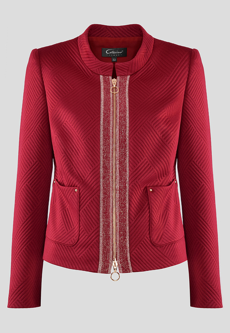 Bordowy żakiet ze stójką