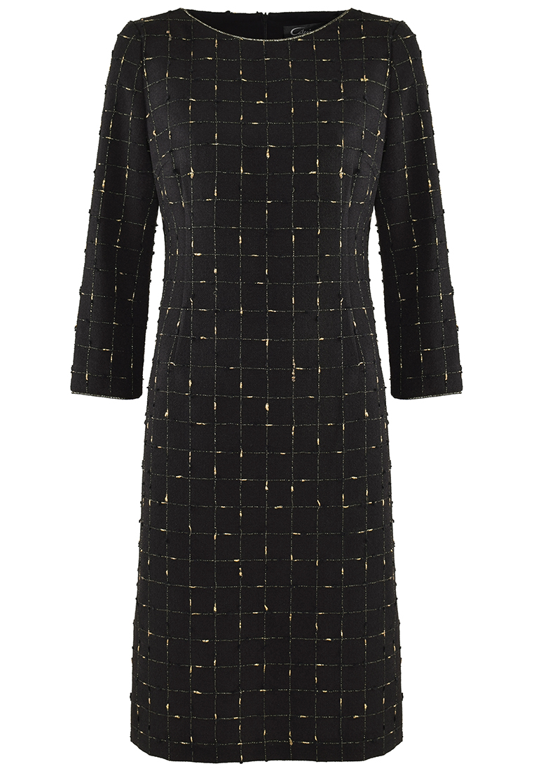 Czarna sukienka ze złotą nitką
