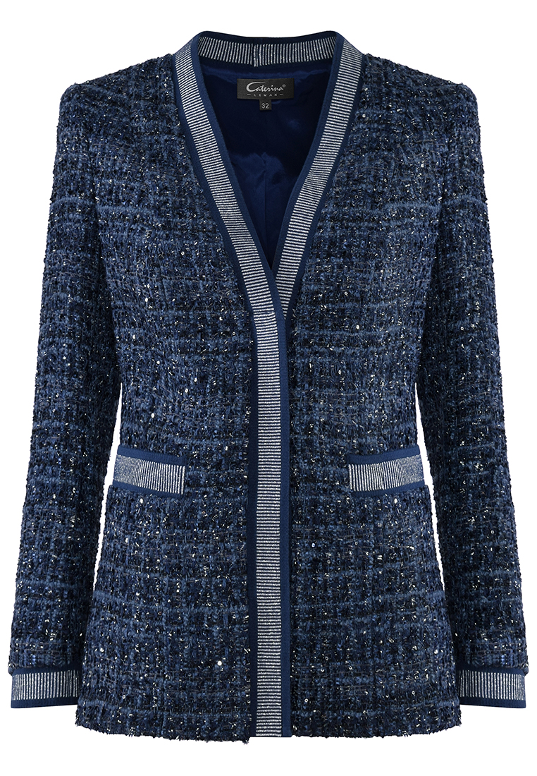 Żakiet z tkaniny chanel ze ściągaczami