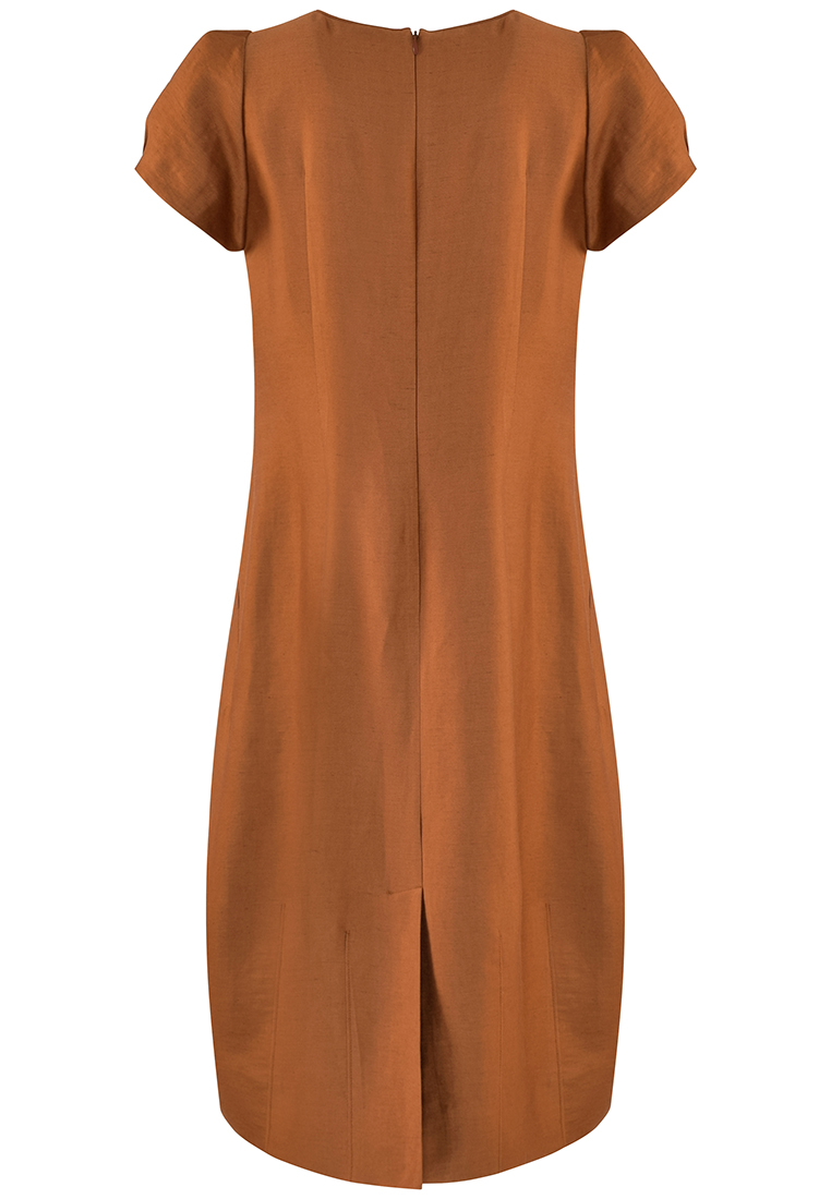 Brązowa sukienka z haftem