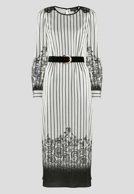 Sukienka w pasy z kwiatowym drukiem