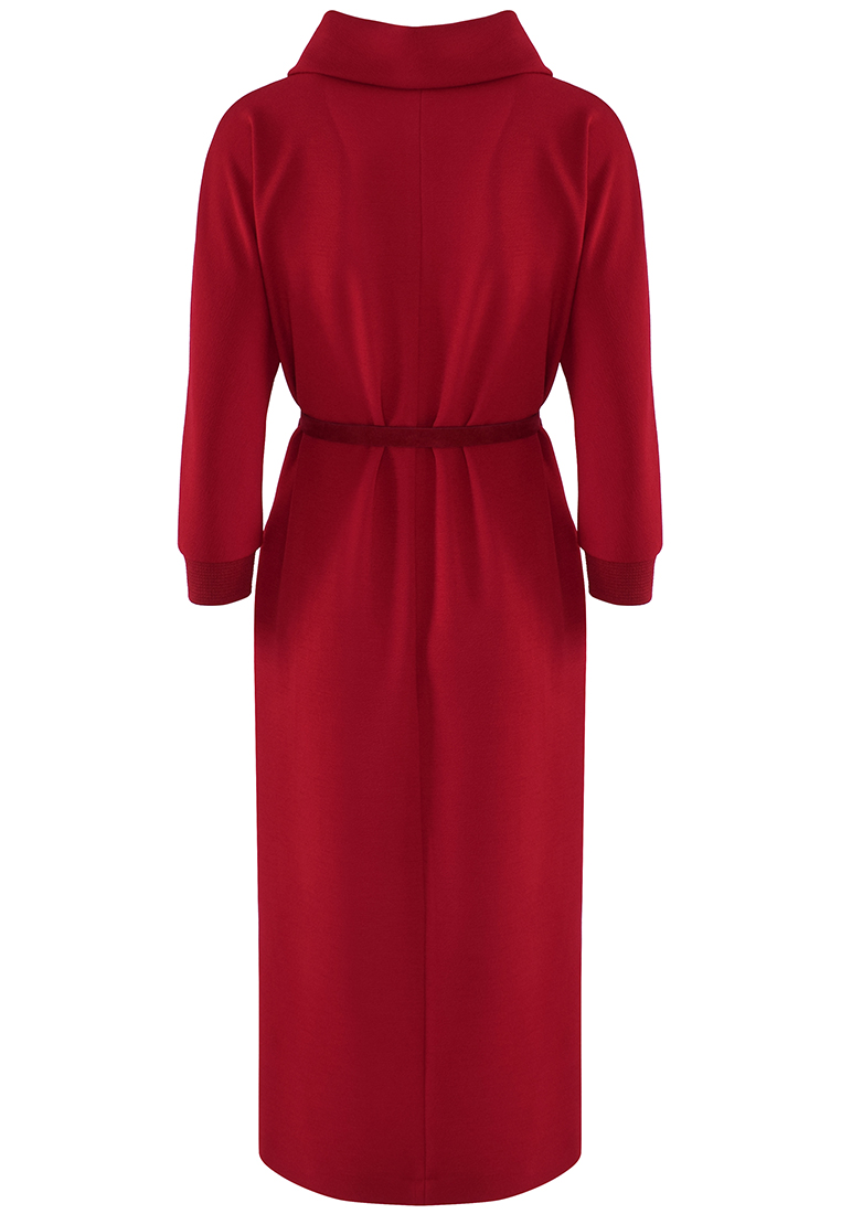 Bordowa sukienka z golfem