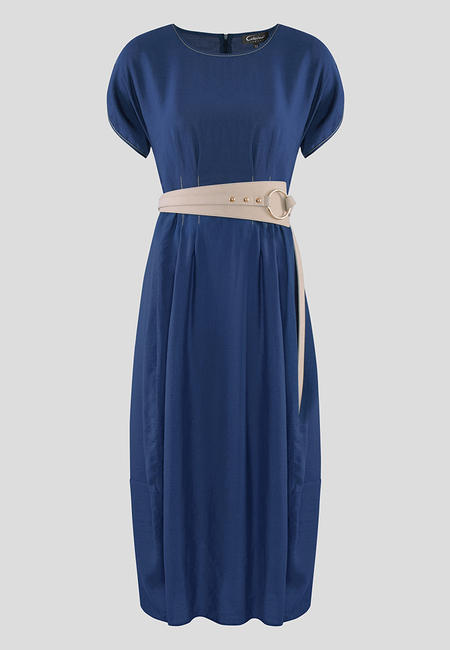 Granatowa sukienka z zaszewkami