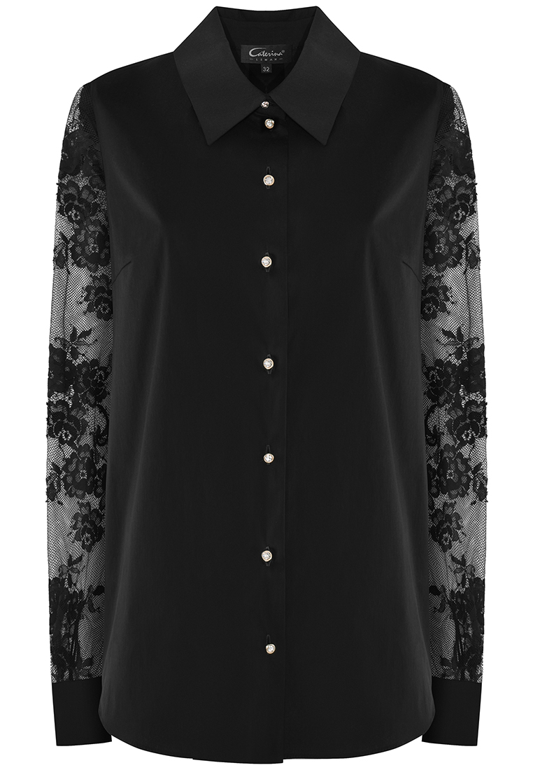 Bluzka koszulowa z koronkowymi rękawami