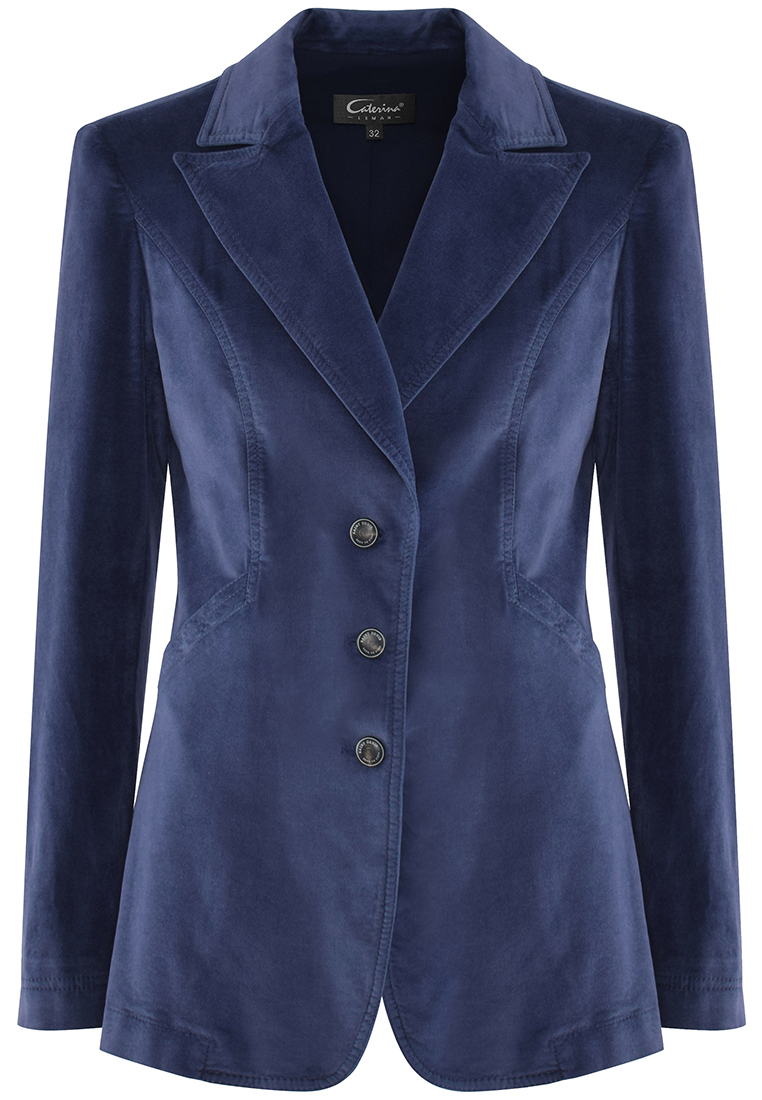 Granatowy żakiet z aksamitnej tkaniny