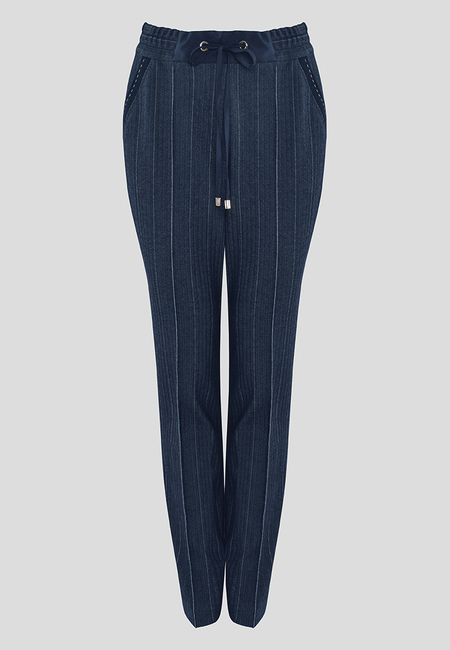Granatowe spodnie w prążek