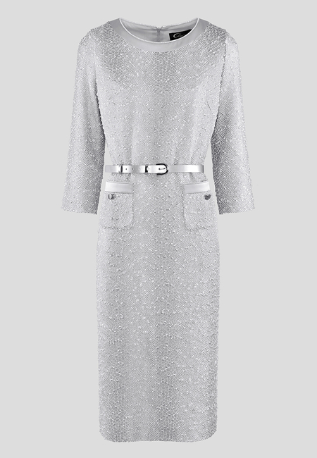 Srebrna sukienka z oryginalnej tkaniny