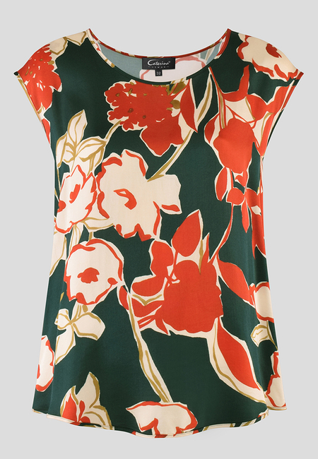 Swobodna bluzka z kolorowym motywem kwiatowym