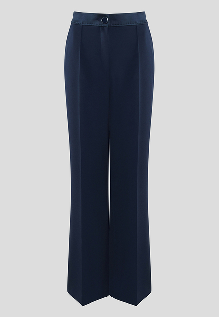 Granatowe spodnie z szerokimi nogawkami