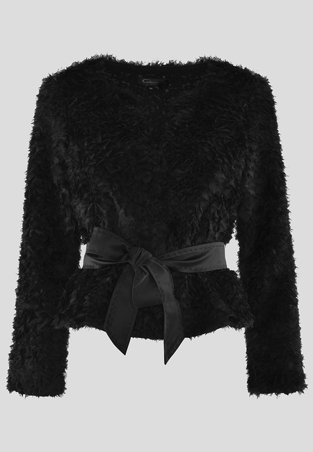 Czarny żakiet z przestrzennej tkaniny