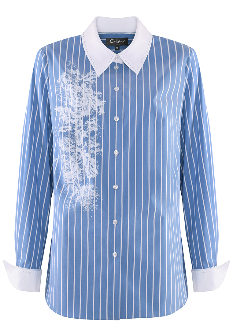 Niebieska koszula z motywem kwiatowym