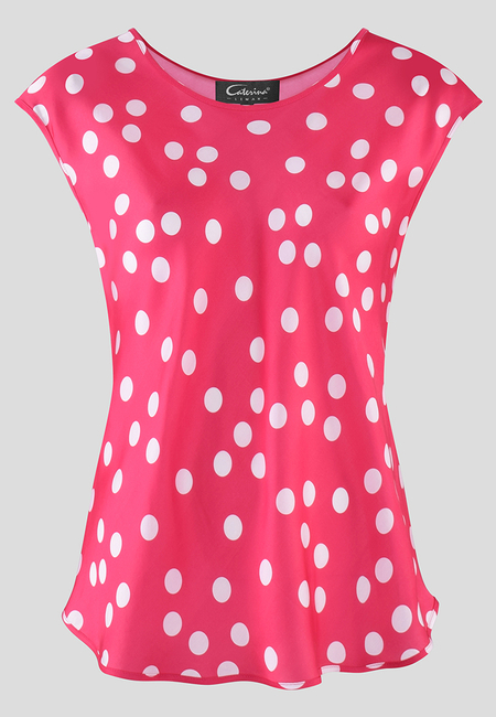 Różowa bluzka w grochy