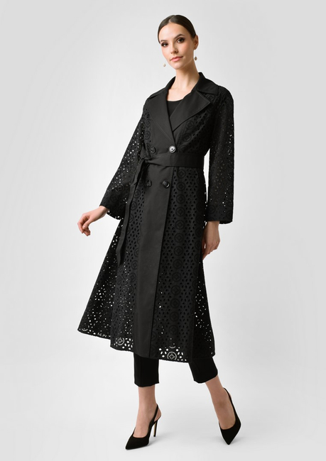 Bawełniany płaszcz z ażurowym wzorem