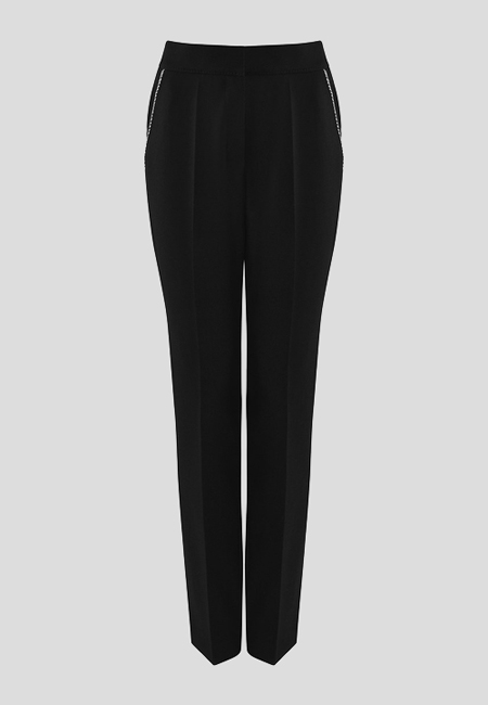 Klasyczne spodnie z kontrastową wypustką