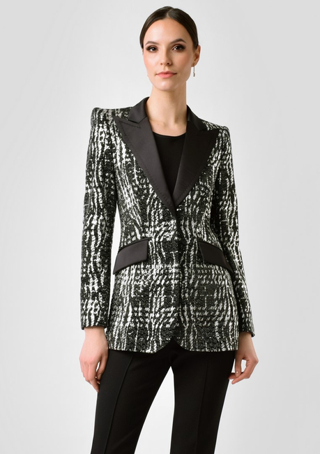 Elegancki żakiet z wzorzystej tkaniny