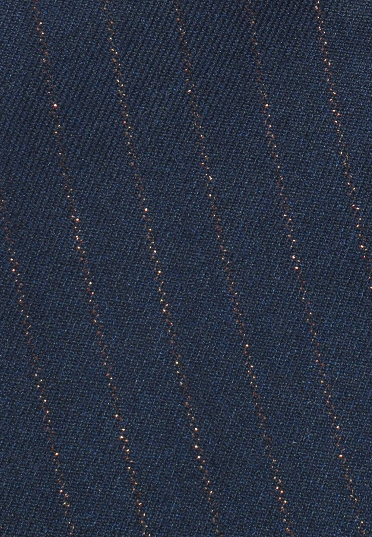 Granatowe spodnie w miedziany prążek