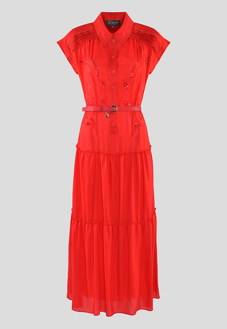 Czerwona sukienka typu szmizjerka