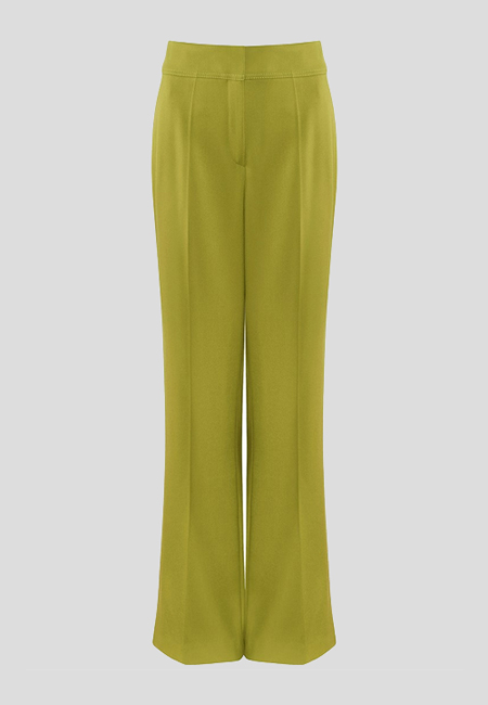 Zielone spodnie z rozszerzanymi nogawkami