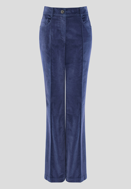 Granatowe spodnie z aksamitnej tkaniny