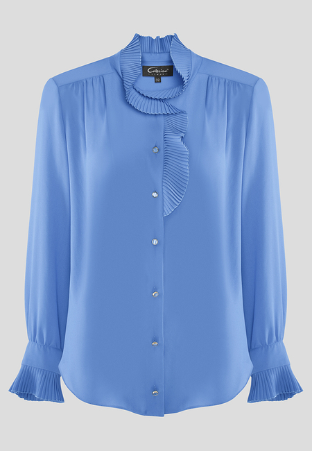 Bluzka koszulowa z plisowaną falbaną