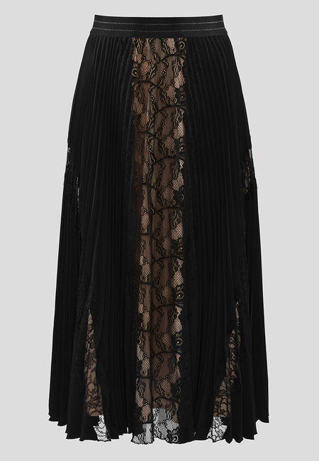 Plisowana spódnica z elementami koronki