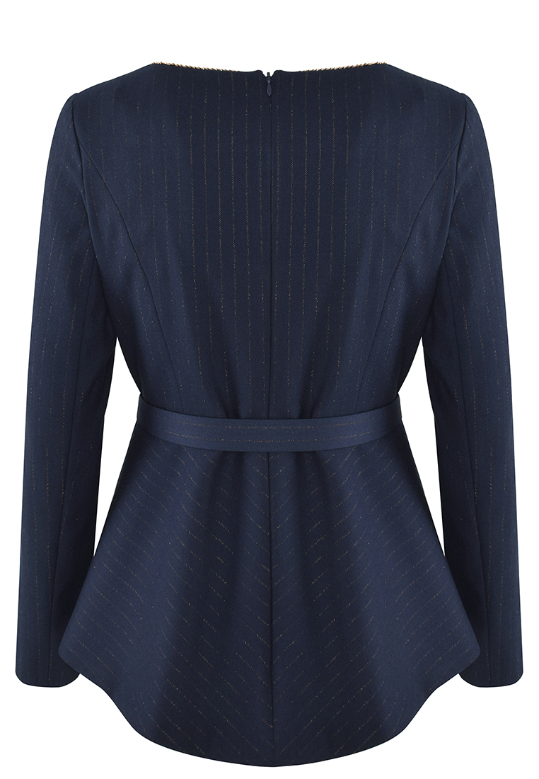 Granatowa bluzka z błyszczącym prążkiem