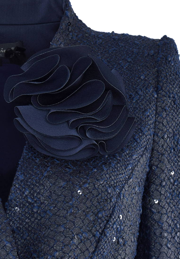 Granatowy żakiet z kwiatem