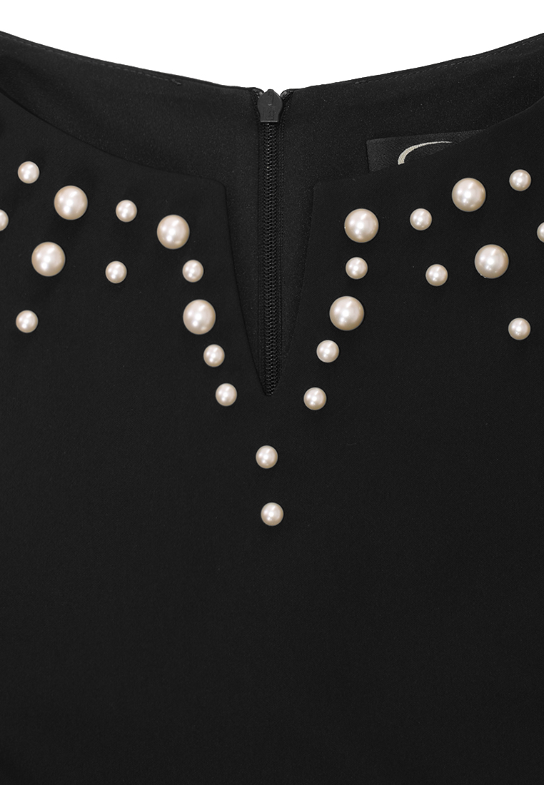 Czarna tunika z perłami