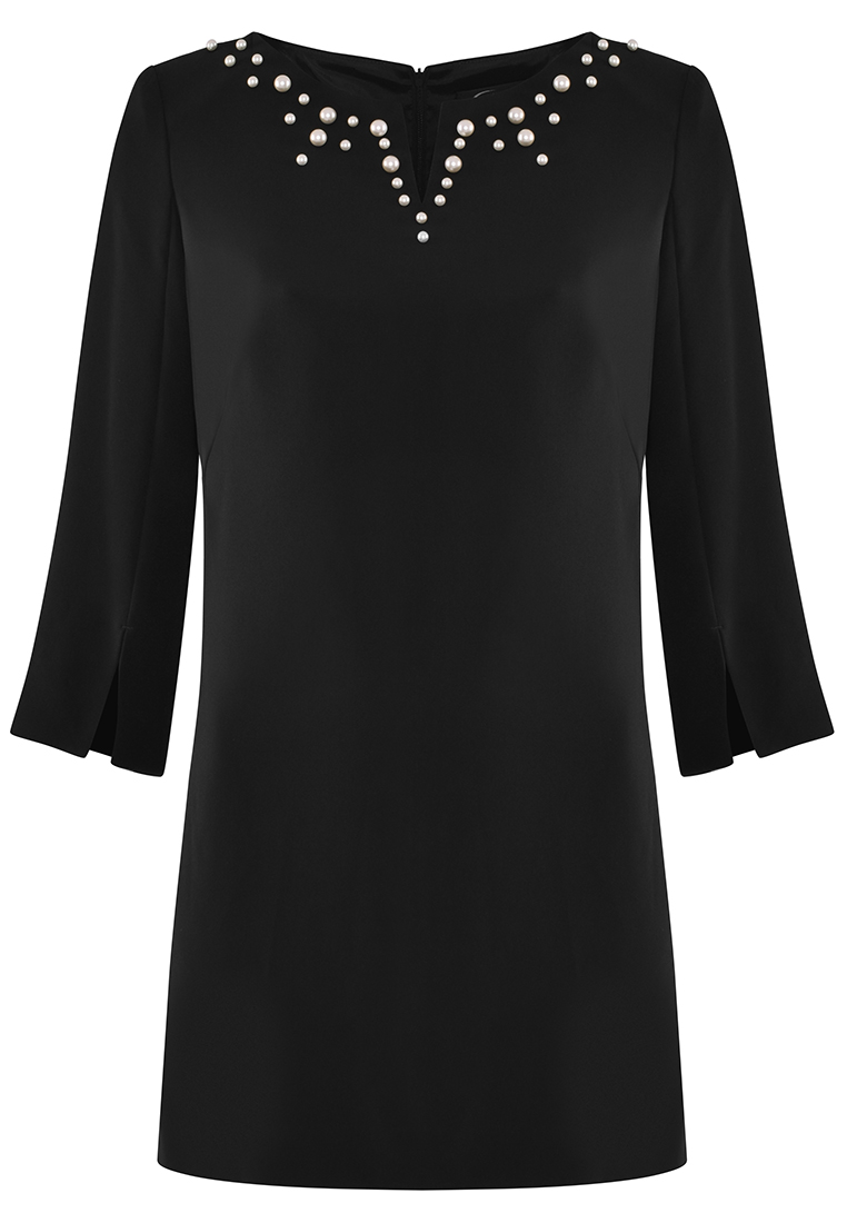 Czarna tunika z perłami