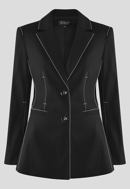 Czarny żakiet z kontrastowymi przeszyciami