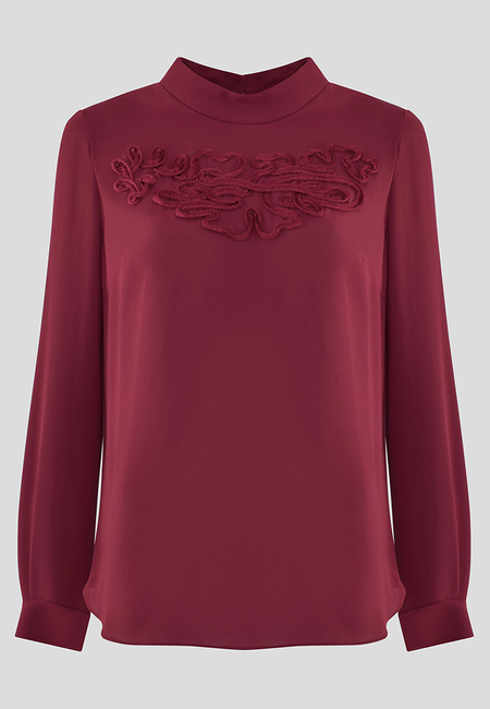 Bordowa bluzka z oryginalną aplikacją