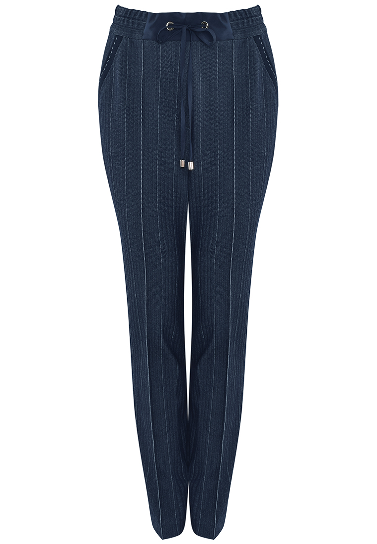 Granatowe spodnie w prążek