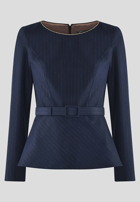 Granatowa bluzka z błyszczącym prążkiem