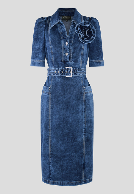 Sukienka denim z kwiatem