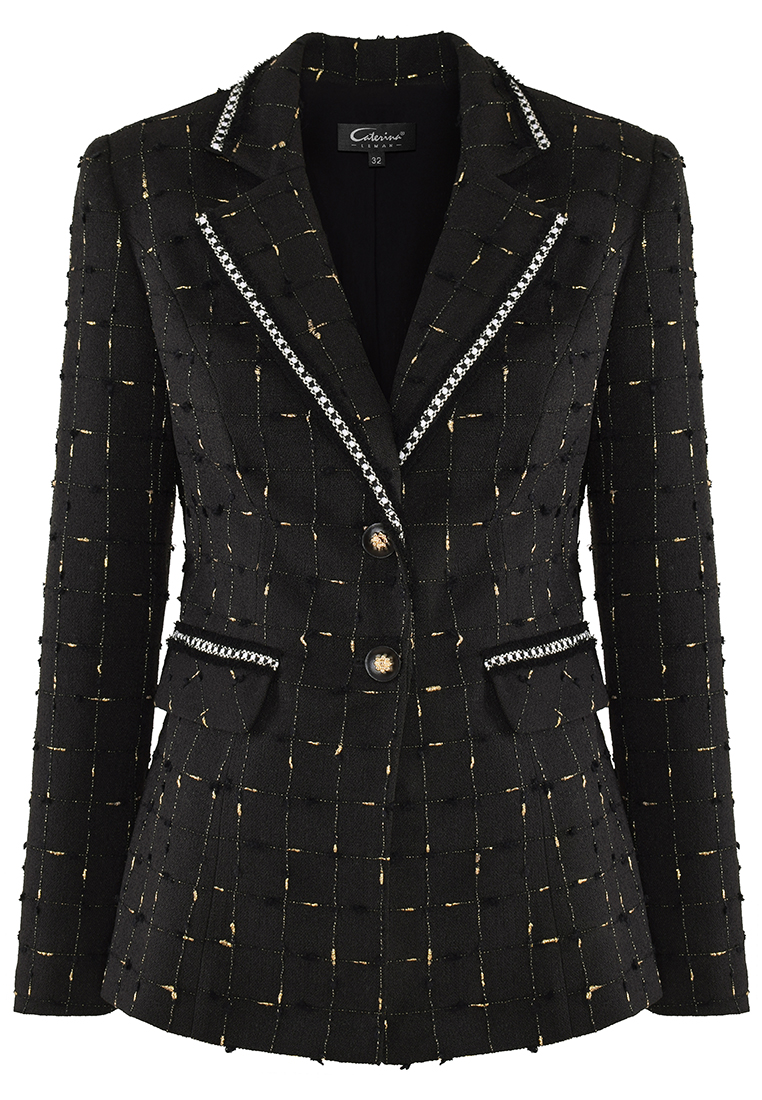 Czarny żakiet ze złotą nitką