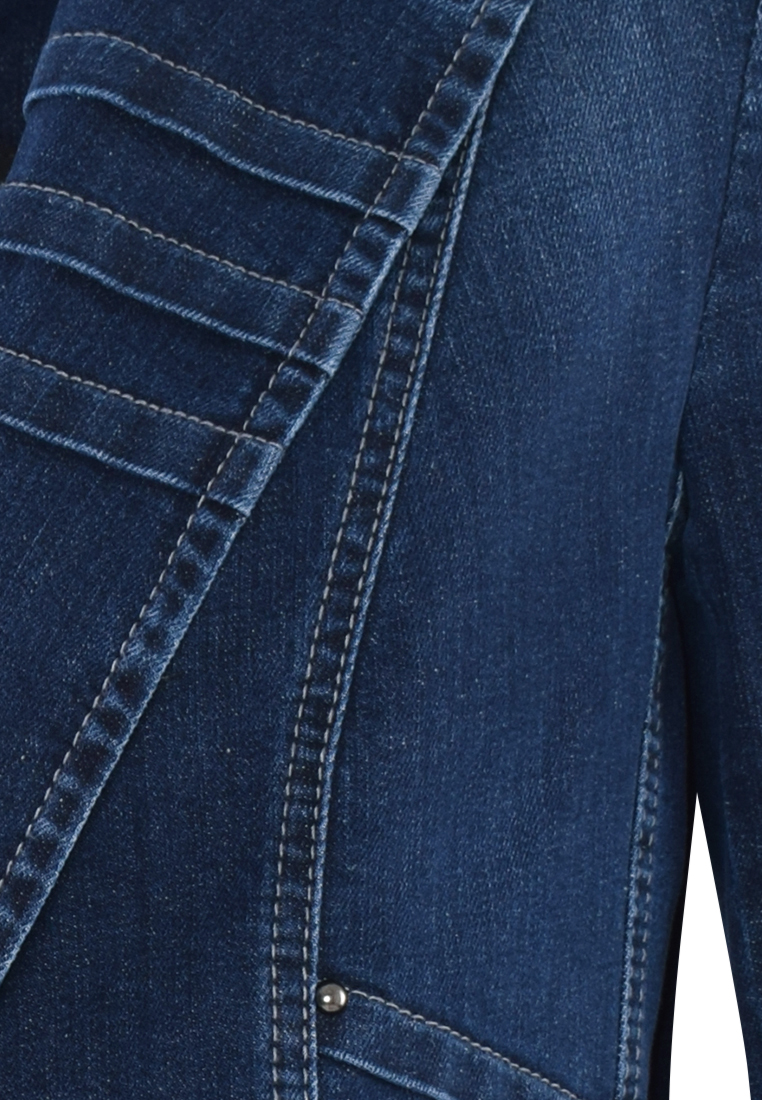 Granatowy żakiet z jeansowej tkaniny