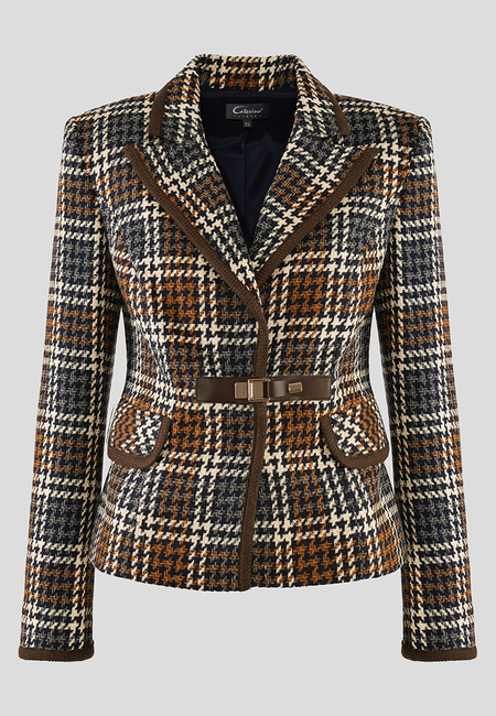 Żakiet w kratę z oryginalnym zapięciem