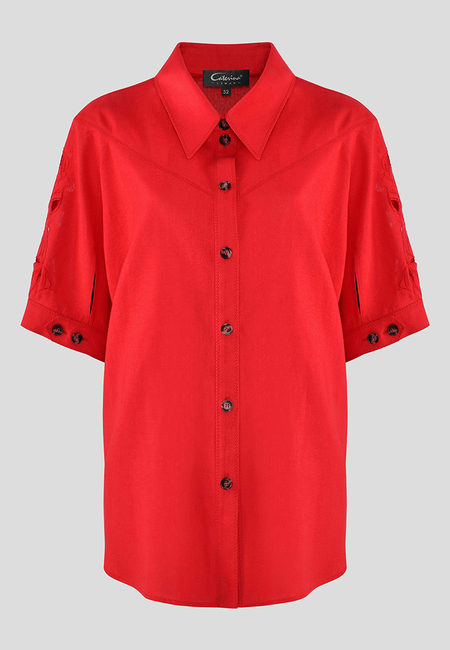Czerwona koszula z lnem