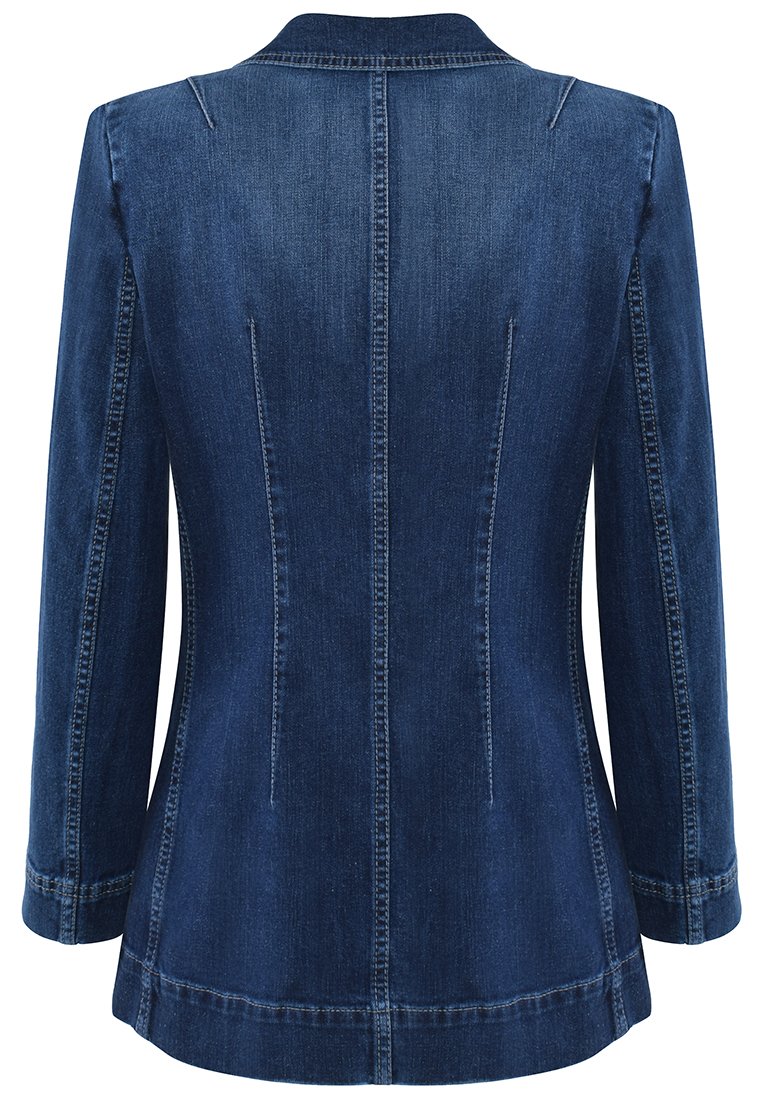 Granatowy żakiet z jeansowej tkaniny