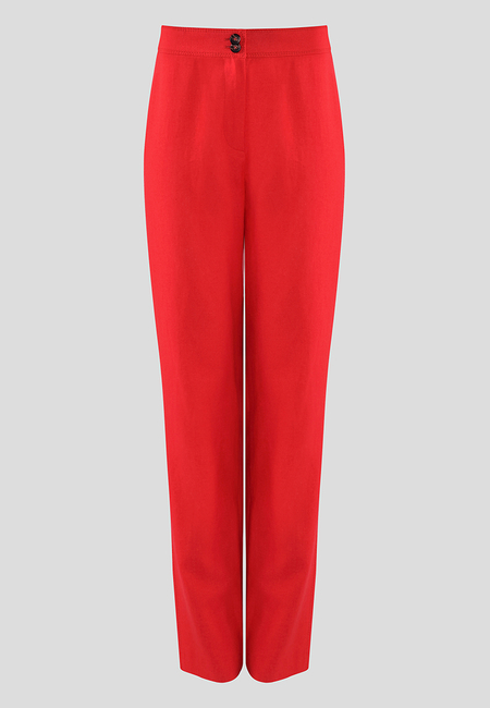 Czerwone spodnie z lnem