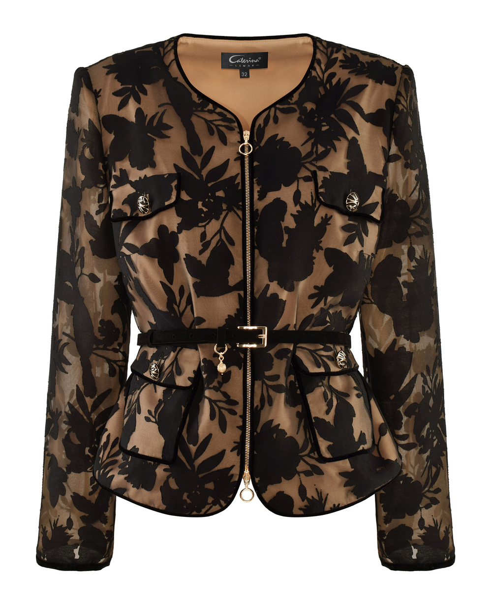 Elegancki żakiet z kontrastową podszewką